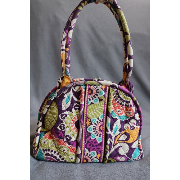 Vera Bradley Handbags - VERA BRADLEY Plum Crazy  Eloise Handbag Floral Shoulder Kisslock Purple Retired